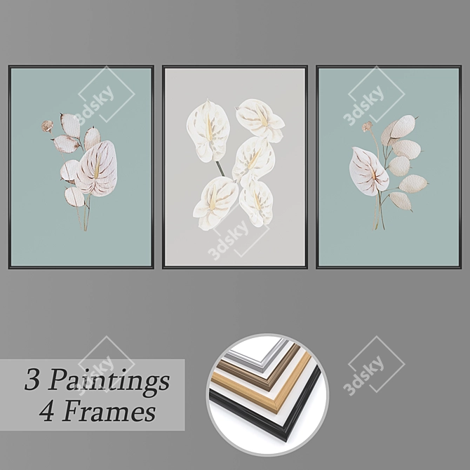 Elegant Wall Art Set 3D model image 1