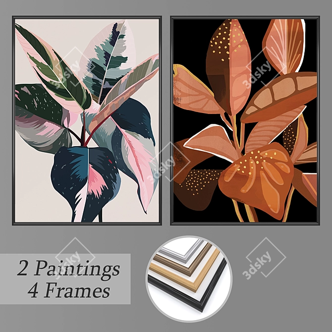 Elegant Wall Art Set with Multiple Frame Options 3D model image 1