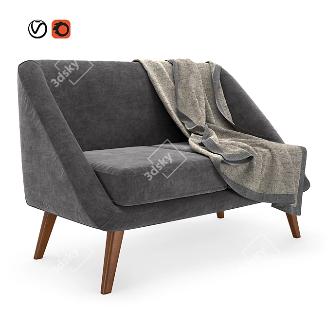 Mid-Century Modern Loveseat 3D model image 1