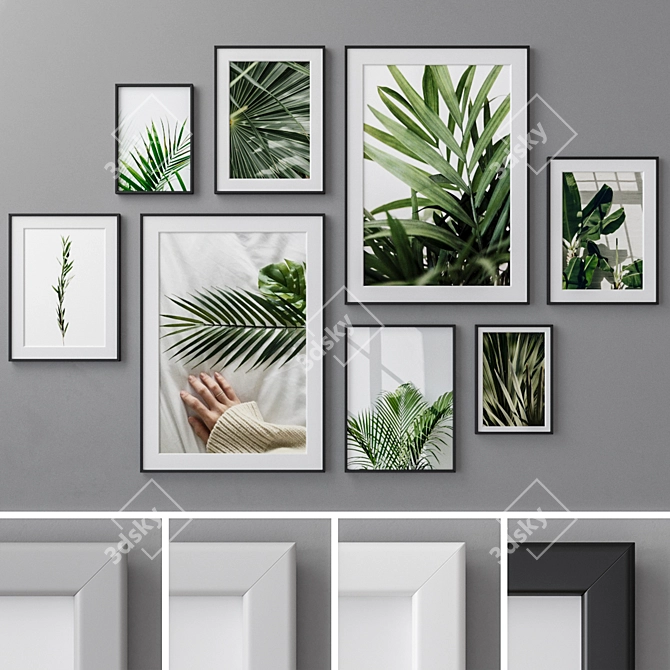 Colorful Photo Frames Set: Variety of Sizes 3D model image 1