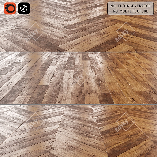 Versatile Laminate Flooring with 3 Unique Patterns 3D model image 1