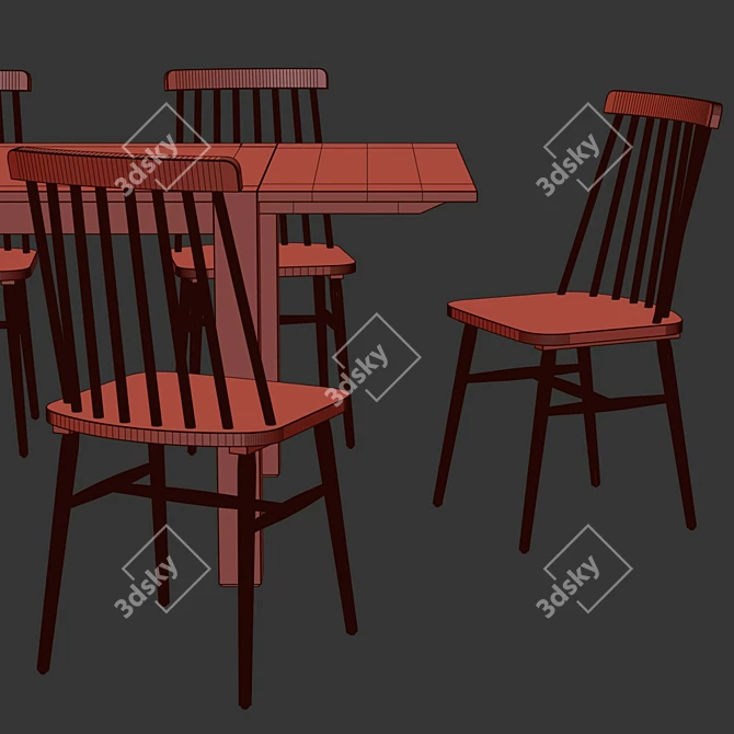 Sleek and extendable dining set: Tressia chair and Isbel table 3D model image 3