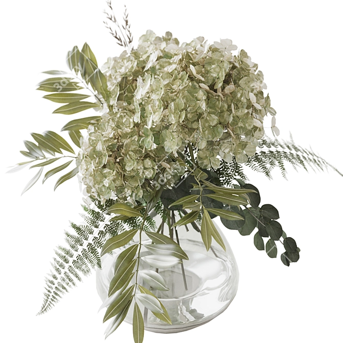 Vibrant Green Hydrangea Bouquet 3D model image 3