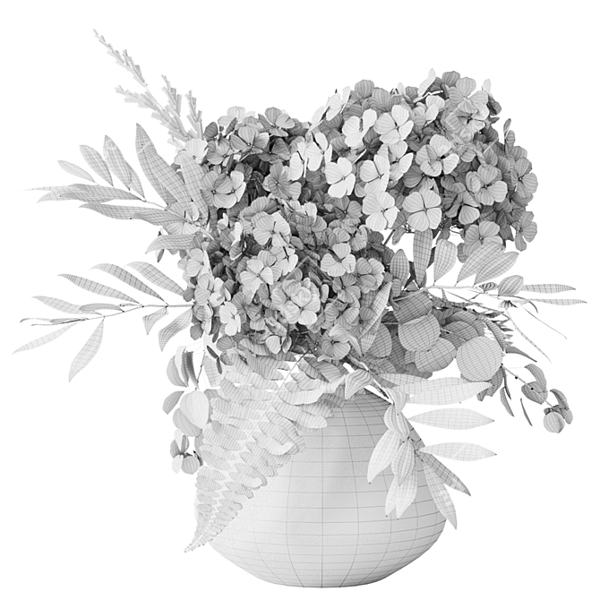 Vibrant Green Hydrangea Bouquet 3D model image 4