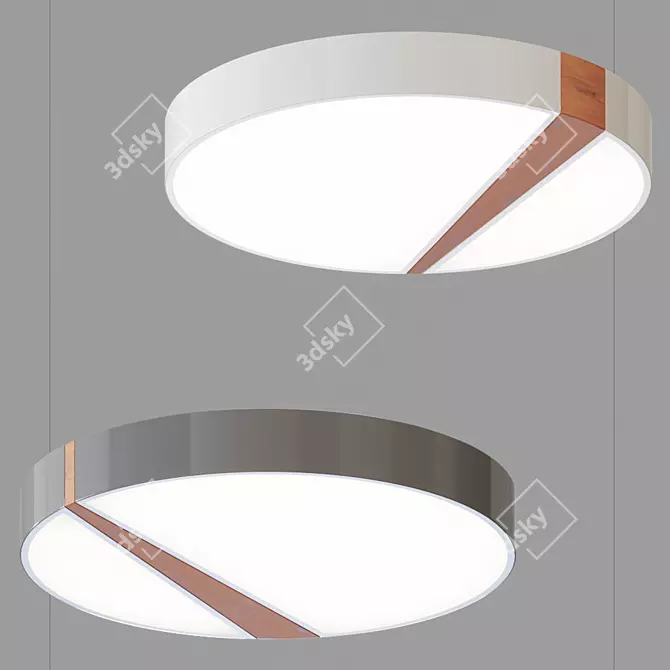 Scandinavian-style Ceiling Light with Metal and Wood Frame 3D model image 1