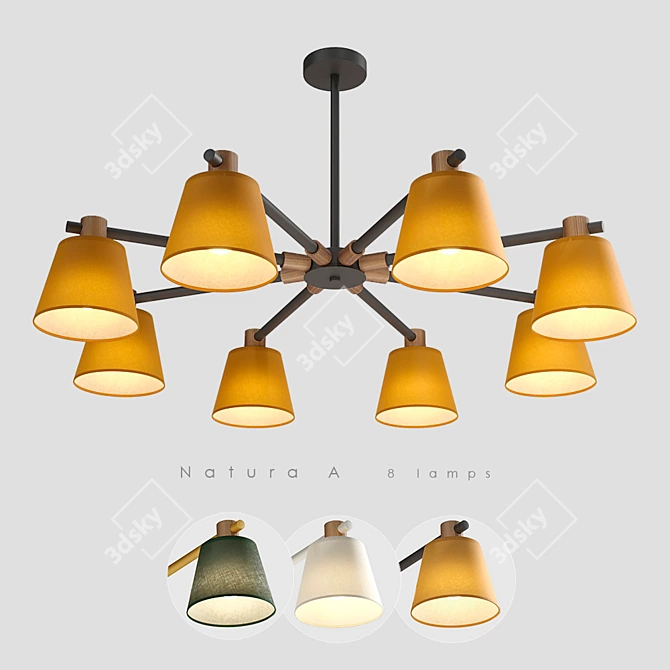 Natura A 8-Lamp Designer Chandelier 3D model image 1