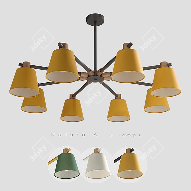 Natura A 8-Lamp Designer Chandelier 3D model image 3