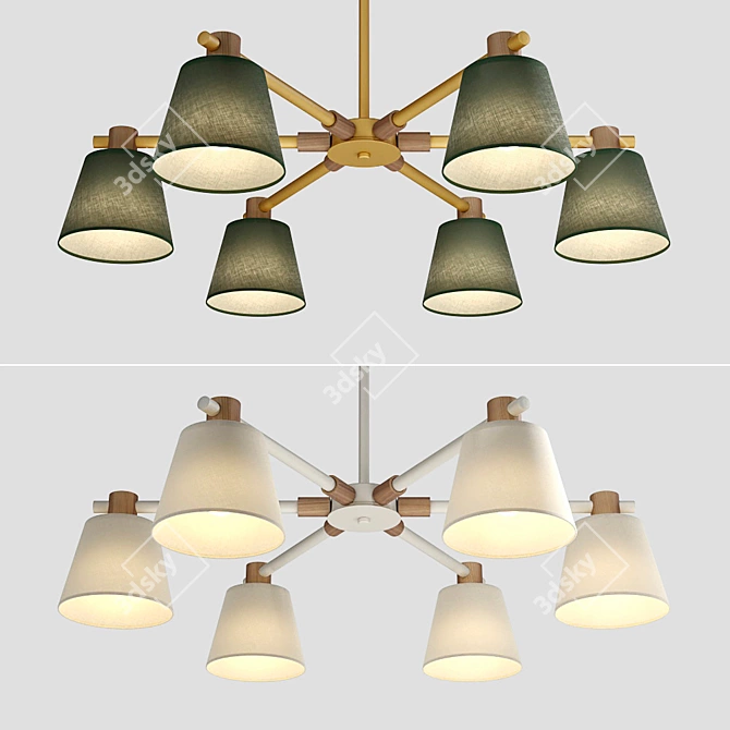 Natura A 8-Lamp Designer Chandelier 3D model image 4