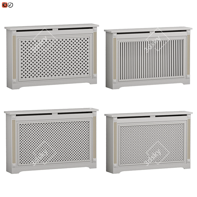 Elegant Radiator Screen Set 3D model image 1