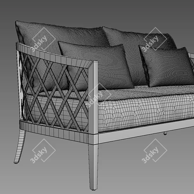 Sleek 60" Greystone Aluminum Sofa 3D model image 2