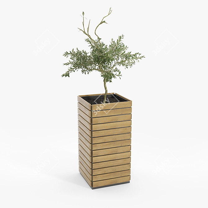 Elegant Jasper Rectangular Planter 3D model image 2