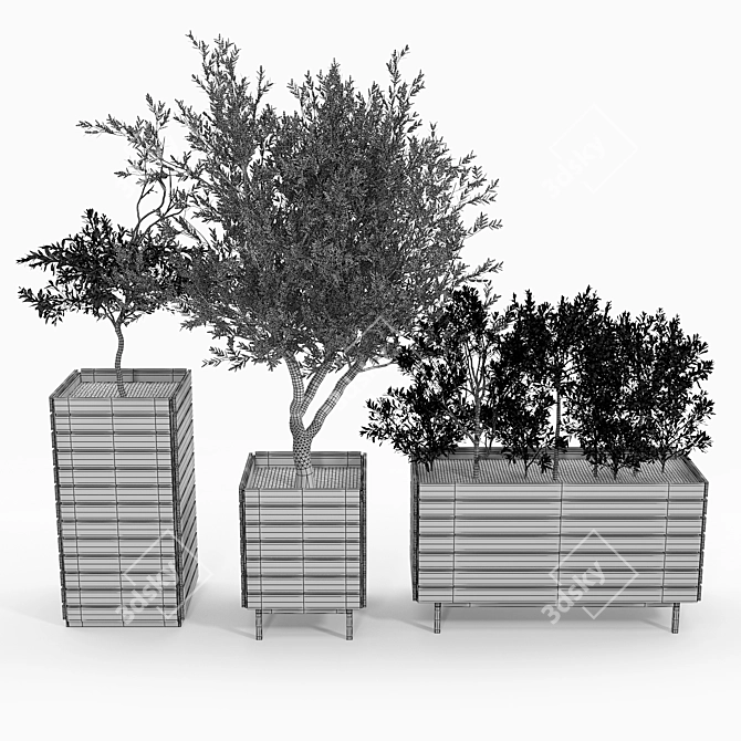 Elegant Jasper Rectangular Planter 3D model image 5