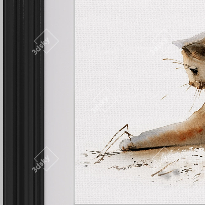 Contemporary Style Cat Art Set 3D model image 2