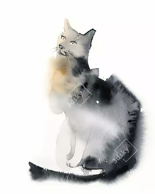 Contemporary Style Cat Art Set 3D model image 4