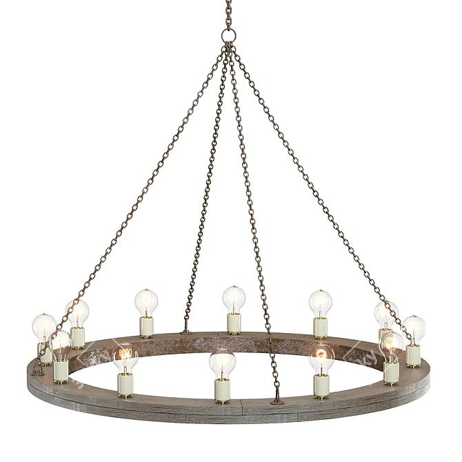 Elegant Wood Chandelier by Crate & Barrel 3D model image 2