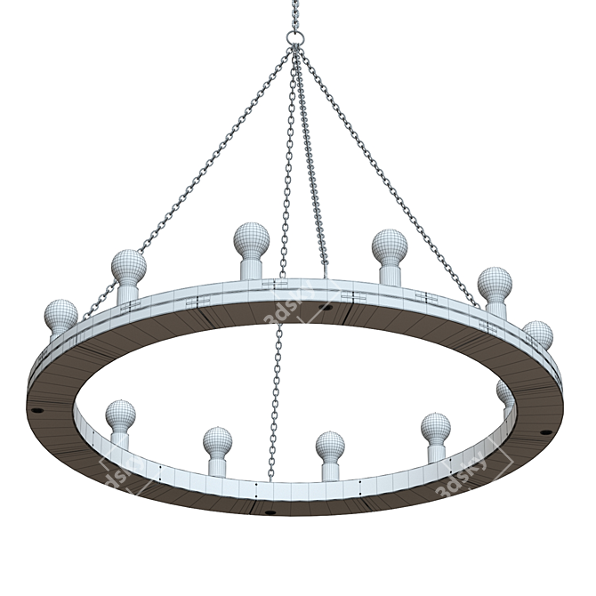 Elegant Wood Chandelier by Crate & Barrel 3D model image 5