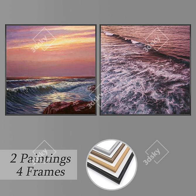 Assorted Wall Paintings Set 3D model image 1