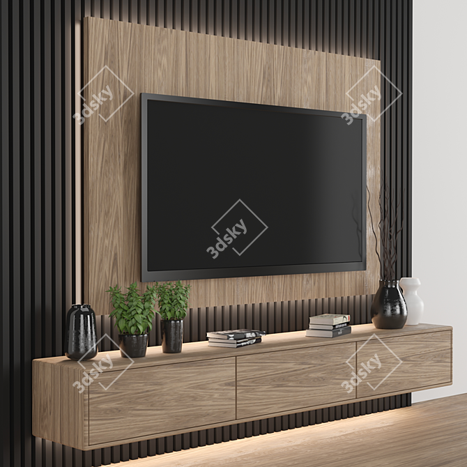 Modular TV Wall: High-Quality Render-Ready Design 3D model image 2