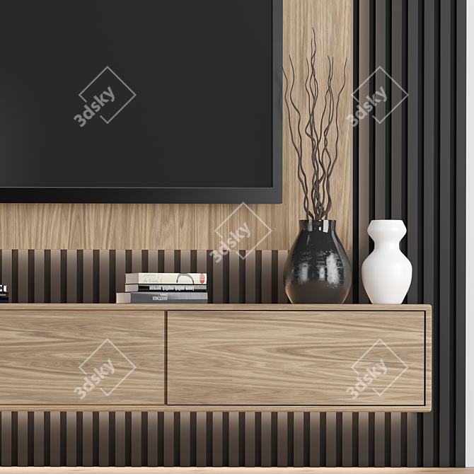 Modular TV Wall: High-Quality Render-Ready Design 3D model image 3