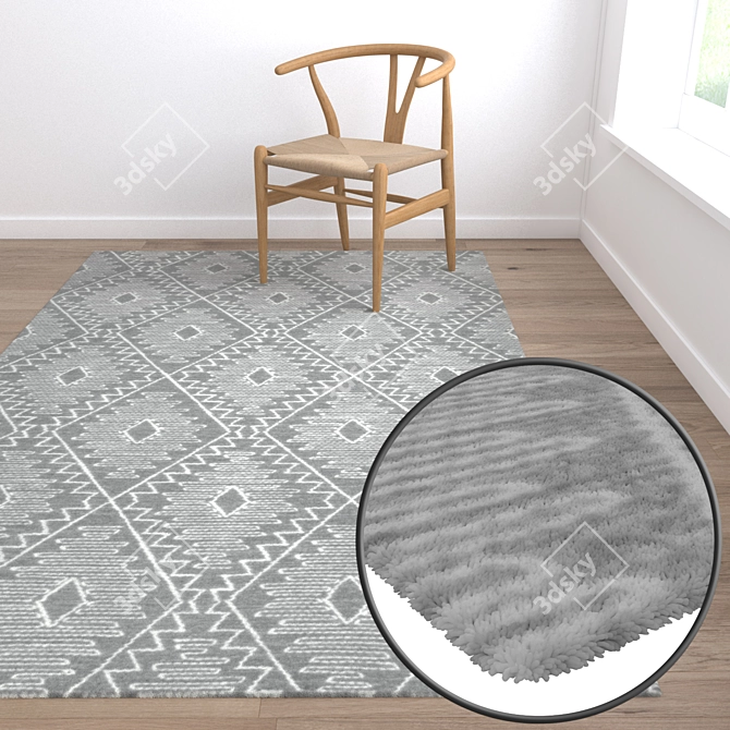 Versatile 3-Piece Carpet Set 3D model image 5