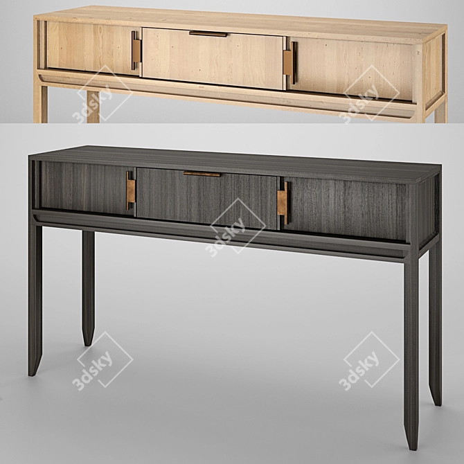 Elegant City Console: Dark & Light Oak 3D model image 4