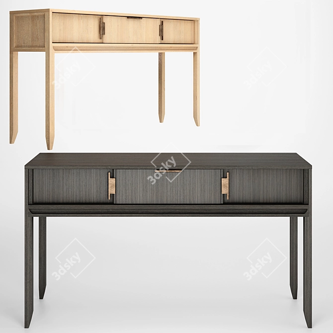 Elegant City Console: Dark & Light Oak 3D model image 13