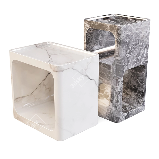 Eichholtz Adler and Vesuvio: Marble Side Tables 3D model image 1