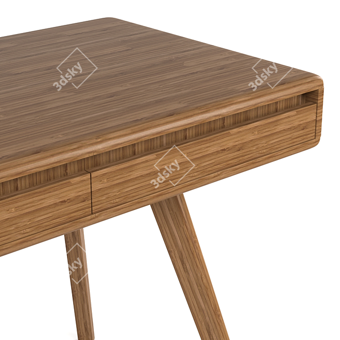 Sleek Bamboo Writing Desk 3D model image 3