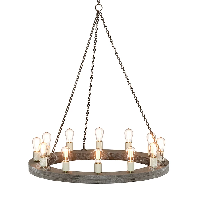 Crate & Barrel Geoffrey 36" Wood Chandelier 3D model image 1