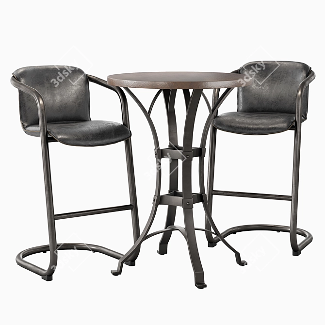 Chamblee Canyon Bar Set: Rustic Elegance for Entertaining. 3D model image 1