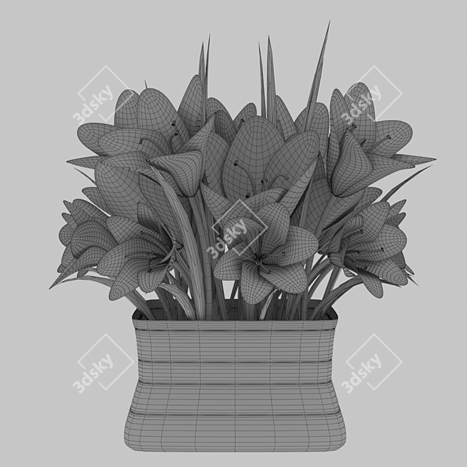Spring Splendor: Crocus Bouquet in Vase 3D model image 2