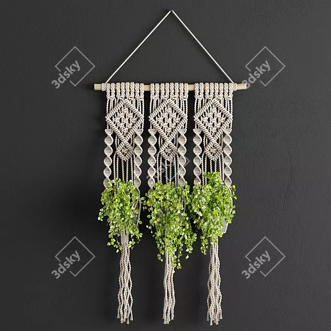 Boho Bliss Macrame Planter 3D model image 1