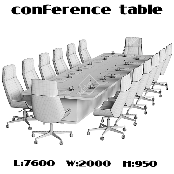 Elegant Modern Conference Table 3D model image 3