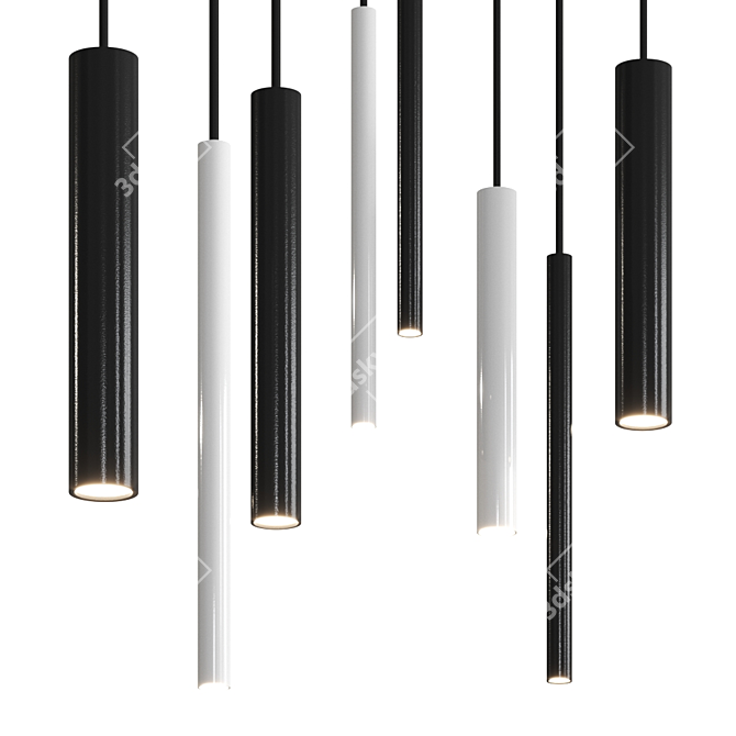 Sleek Metal LED Pendant Lamp 3D model image 1