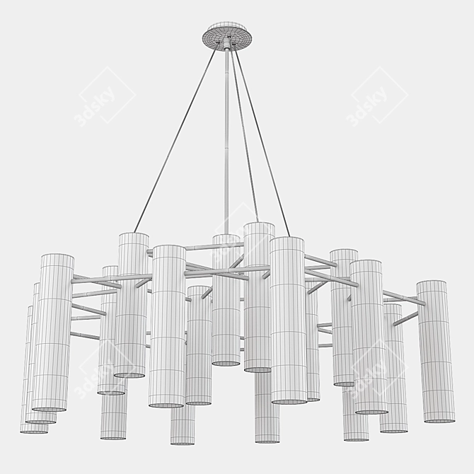 Midcentury Chandelier w/ IKE Tunnel Shades 3D model image 2