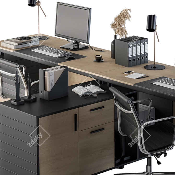 Executive Office Set - Complete Workstation 3D model image 4