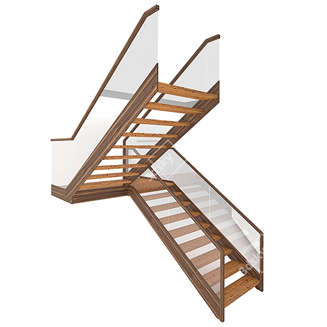 Modern Staircase V03: Versatile, Stylish 3D model image 2