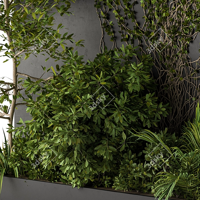 Verdant Oasis: Outdoor Ivy Green Wall 3D model image 4