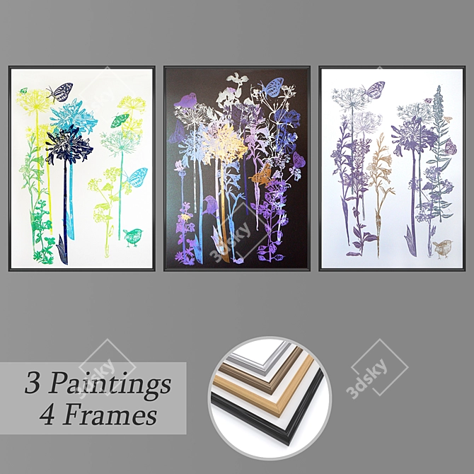 Elegant Wall Art Set: No 1795 3D model image 1