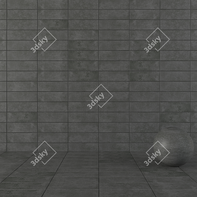  Anthracite Concrete Wall Tiles 3D model image 1