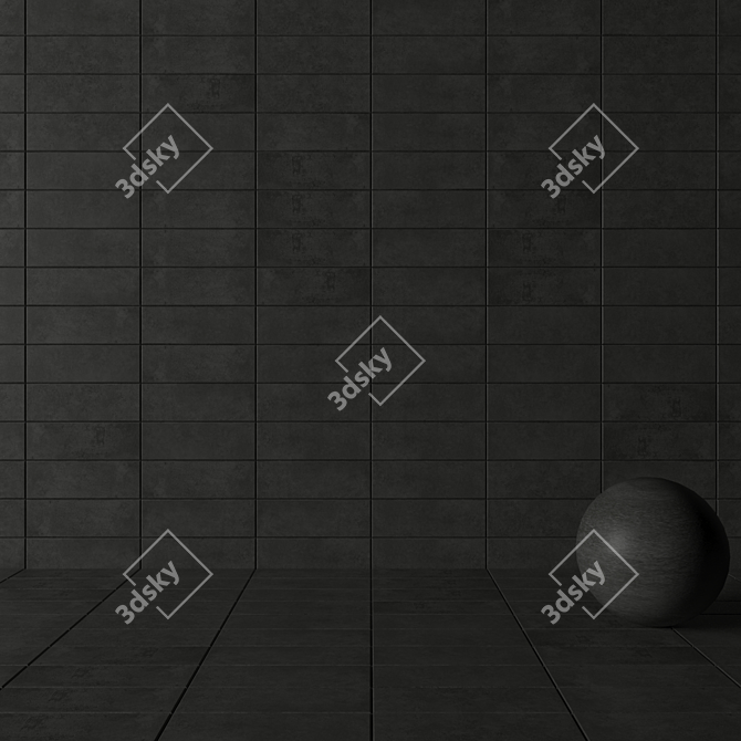  Anthracite Concrete Wall Tiles 3D model image 3