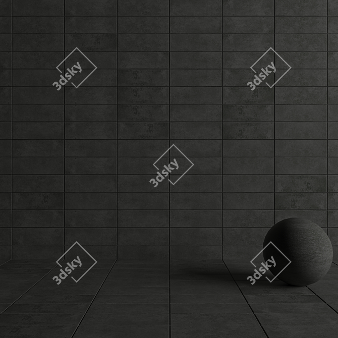  Anthracite Concrete Wall Tiles 3D model image 4