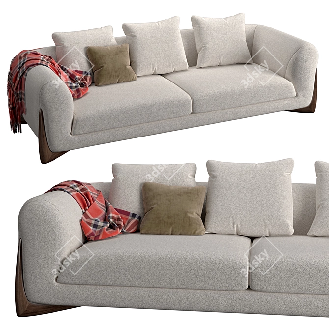 Porada Softbay Sofa: Elegant Canaletta Walnut Design 3D model image 1