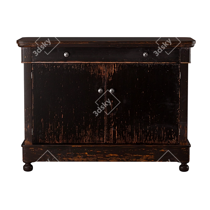 Vintage Black Wall Cabinet | Sarreid 3D model image 2