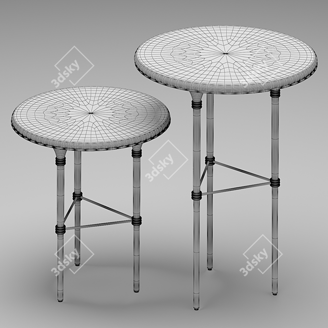 Elegant Eva Side Table - Walnut, Marble & Gold 3D model image 3