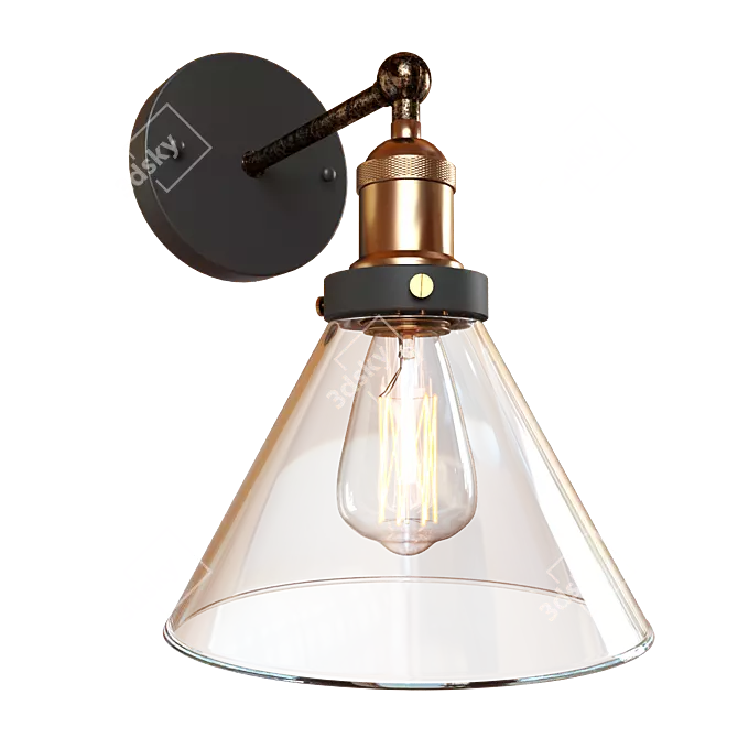 Loft IT Modern Black Glass Pendant Light 3D model image 1