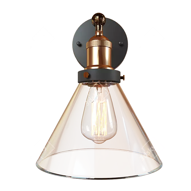 Loft IT Modern Black Glass Pendant Light 3D model image 2