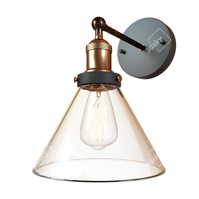 Loft IT Modern Black Glass Pendant Light 3D model image 3