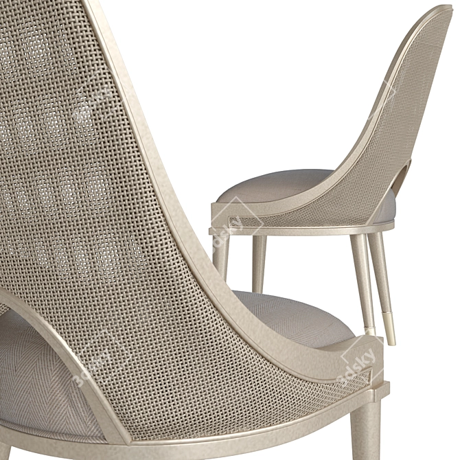 Elegant Cane Chair Set 3D model image 2