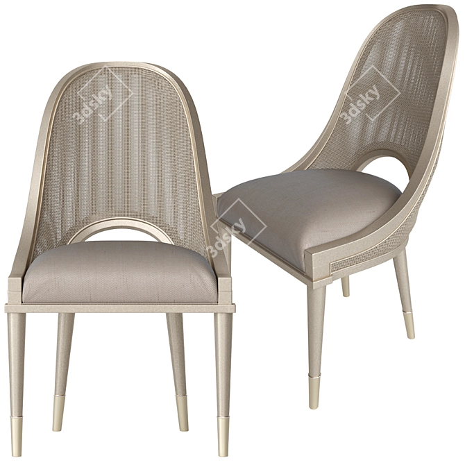 Elegant Cane Chair Set 3D model image 4